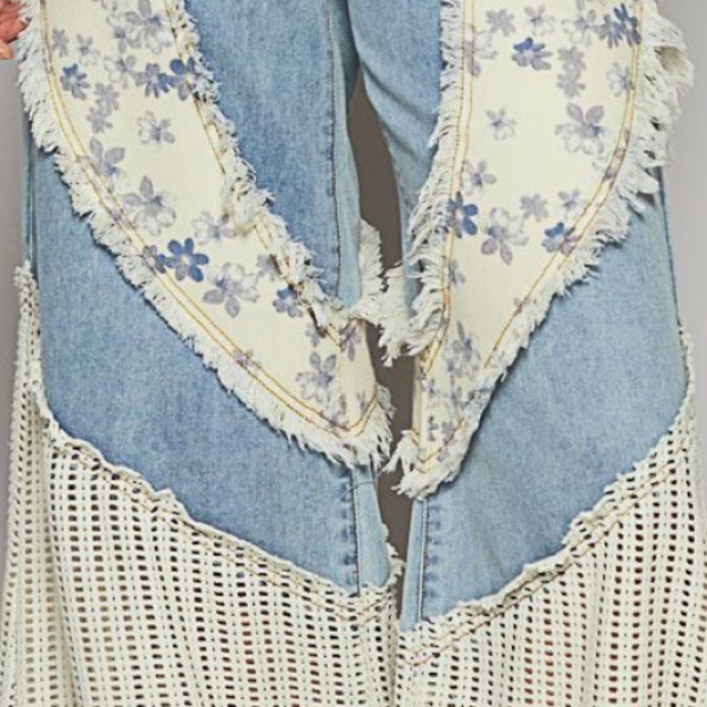 POL Wavy Contrasting Patchwork Jeans - image 2